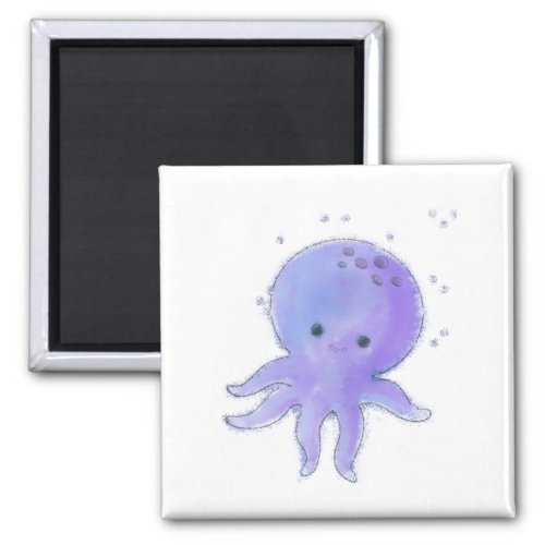 Light Purple Cute Octopus Watercolor Magnet