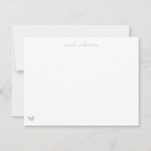 Light Purple Doodle Heart Personalized Stationery Note Card