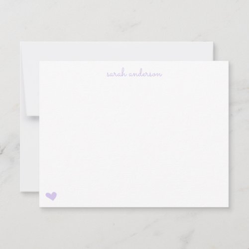 Light Purple Doodle Heart Personalized Stationery Note Card