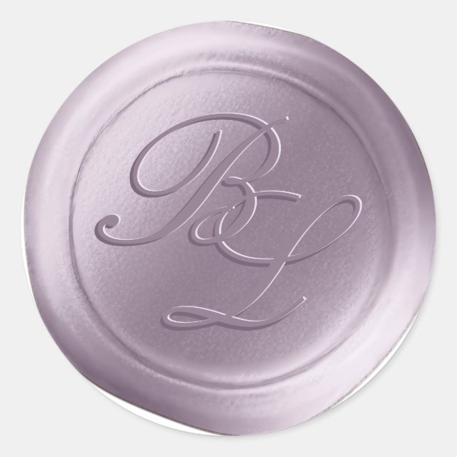 Light Purple Double Monogram Wax Seal Stickers (Front)