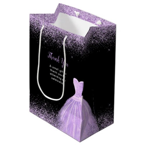 Light Purple Dress Faux Glitter Birthday Party Medium Gift Bag