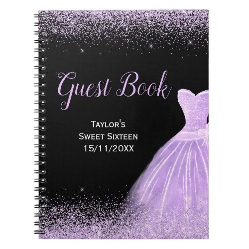 Light Purple Dress Faux Glitter Sweet 16 Birthday  Notebook