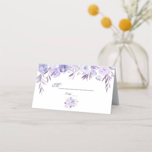 Light Purple Dusty Blue Floral Violet Table Number Place Card