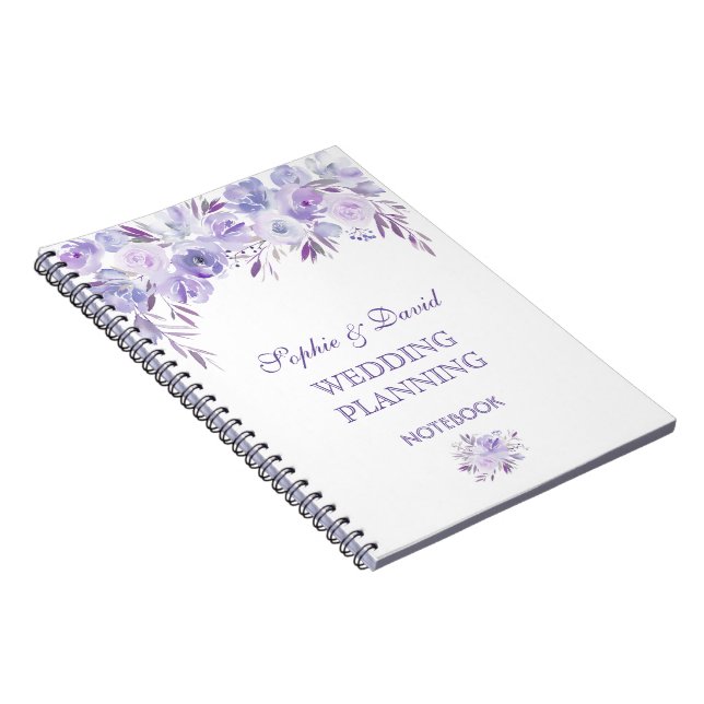 Light Purple Dusty Blue Floral Wedding Planner Notebook (Right Side)