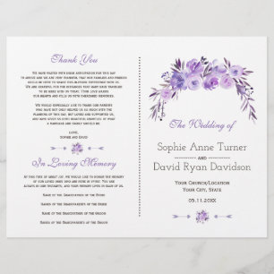 Light Purple Dusty Blue Floral Wedding Program Flyer