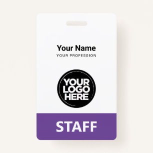 Light Purple Employee Name Business Logo Staff Tag Badge