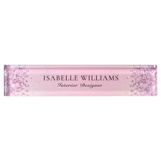 Light Purple Faux Glitter Desk Name Plate (Front)