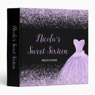 Light Purple Faux Glitter Sweet 16 Photo Album 3 Ring Binder
