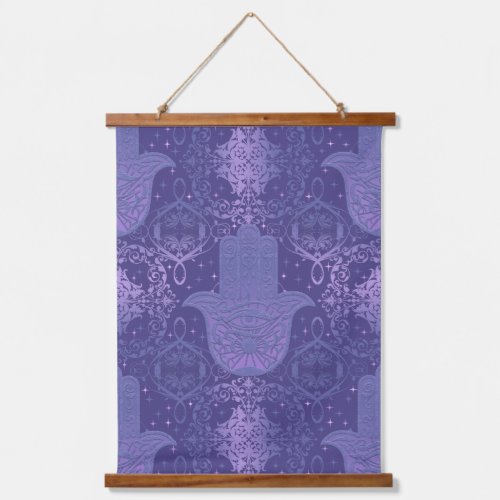 Light Purple Felt Look Hamsa Hand Hanging Tapestry
