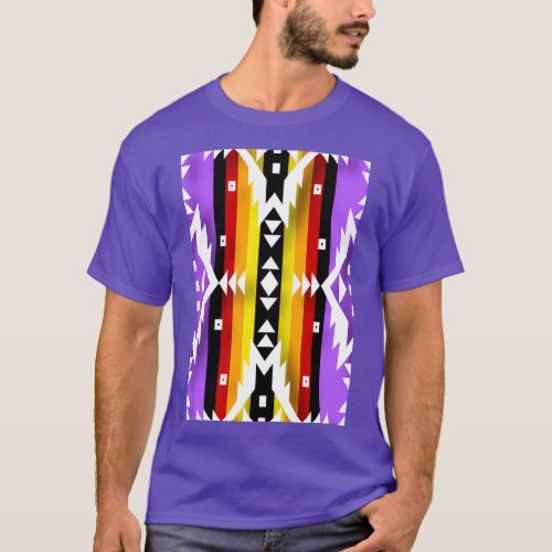 Light Purple Fire Color White Native American Geom T_Shirt