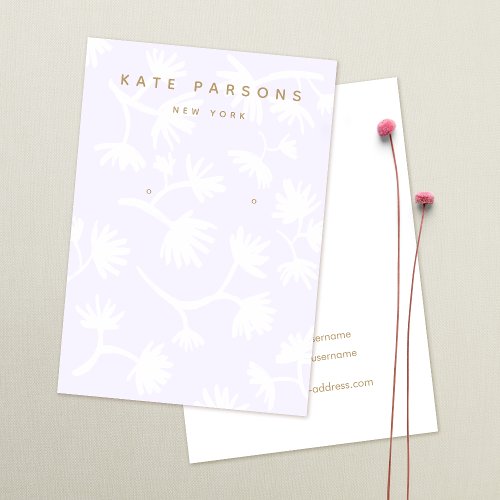 Light Purple Floral Earring Jewelry Display Business Card