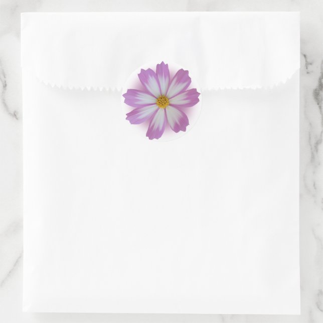 Light purple flower classic round sticker (Bag)
