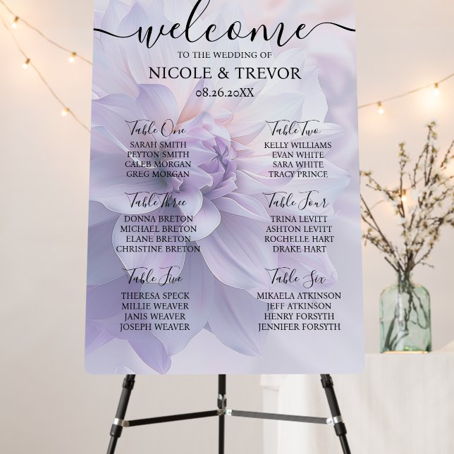 Light Purple Flower Closeup Seating Chart Foam Board (In Situ (Stand))
