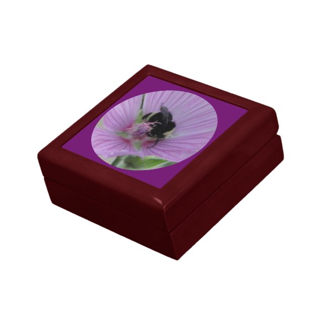 Light Purple Flower with Bee Circle Gift Box (Side)