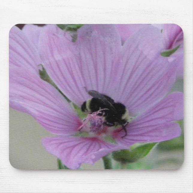 Light Purple Flower With Bee Mouse Pad (Front)