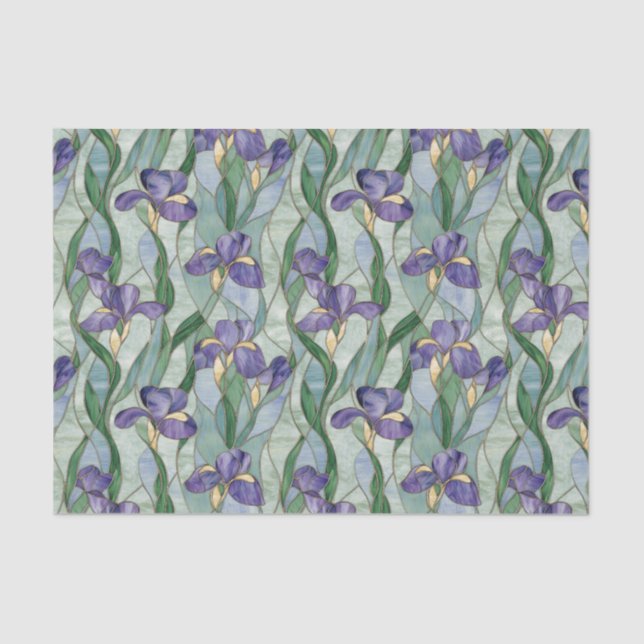 Light Purple Flowers Stained Glass Effect Tissue Paper (Front)