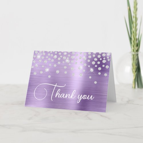 Light Purple Foil Diamond Confetti 50th Birthday Thank You Card