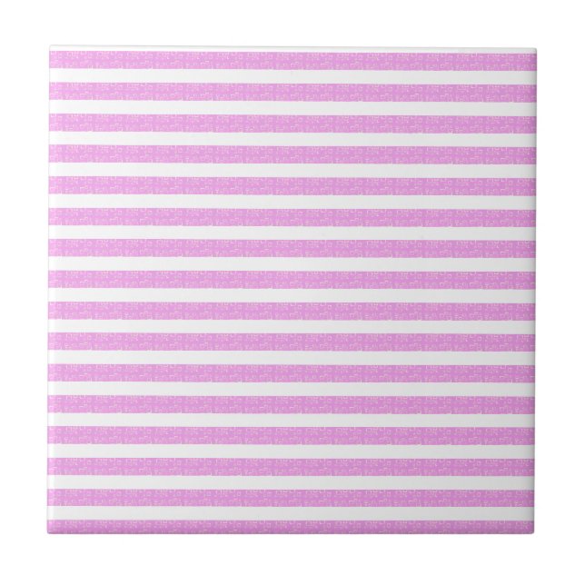 Light Purple Geometric Stripes  Ceramic Tile (Front)