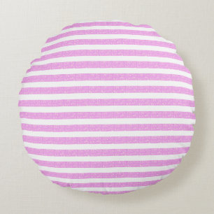 Light Purple Geometric Stripes  Round Pillow