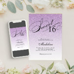 Light Purple Glam Glitter Sweet 16 Invitation<br><div class="desc">This beautiful invitation features faux purple glitter and your custom text.  Use the template form the add your information.  Change the font or add more text using the Customize It feature.</div>