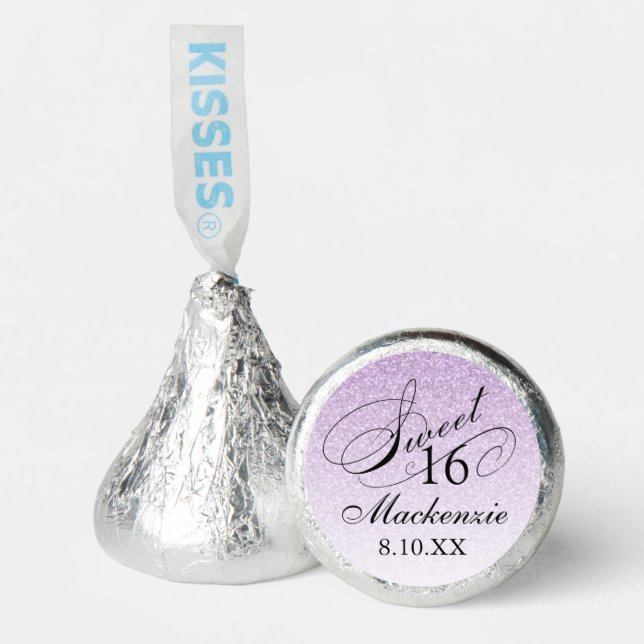 Light Purple Glam Glitter Sweet 16 Personalized Hershey®'s Kisses® (Front)