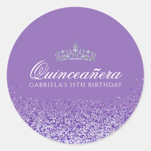 Light Purple Glitter Quinceanera Classic Round Sticker