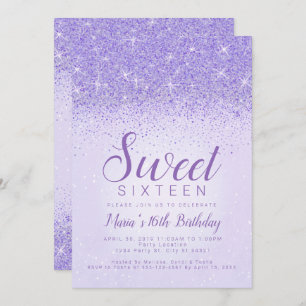 Light Purple Glitter, Sweet 16 Invitations