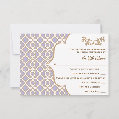 Light Purple Gold Moroccan Wedding Response Cards