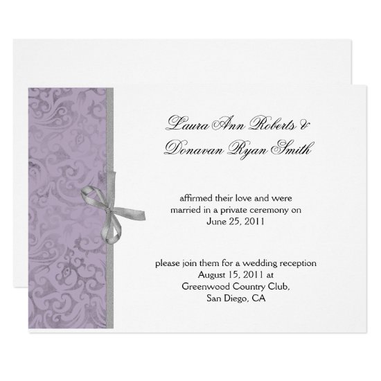 Light Purple Gray White Damask Post Wedding Invitation