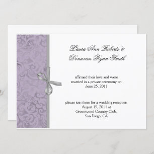 Light Purple Gray White Damask Post Wedding Invitation