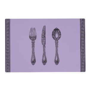 Light Purple Greek Key Laminated Table Placemat