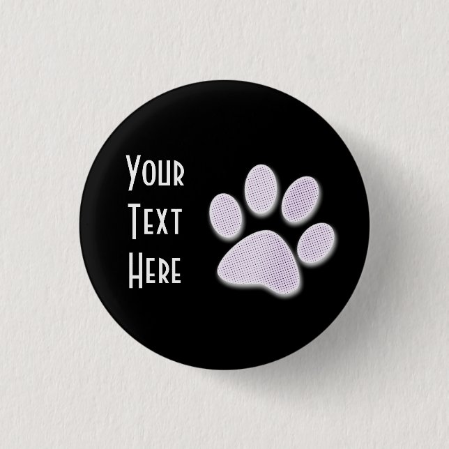 Light Purple Halftone Paw Print Pinback Button (Front)