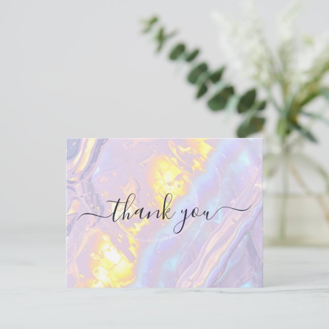 Light Purple Holographic Elegant Thank You Postcard (Standing Front)