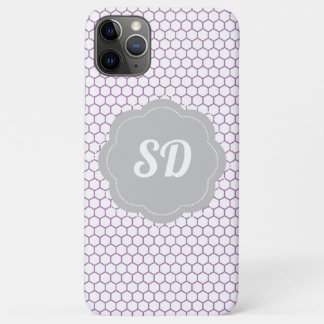 Light Purple Honeycomb Custom Monogram iPhone 11 Pro Max Case
