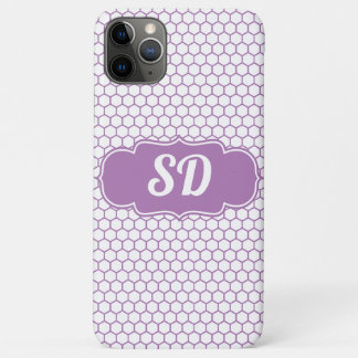 Light Purple Honeycomb Custom Monogram iPhone 11 Pro Max Case
