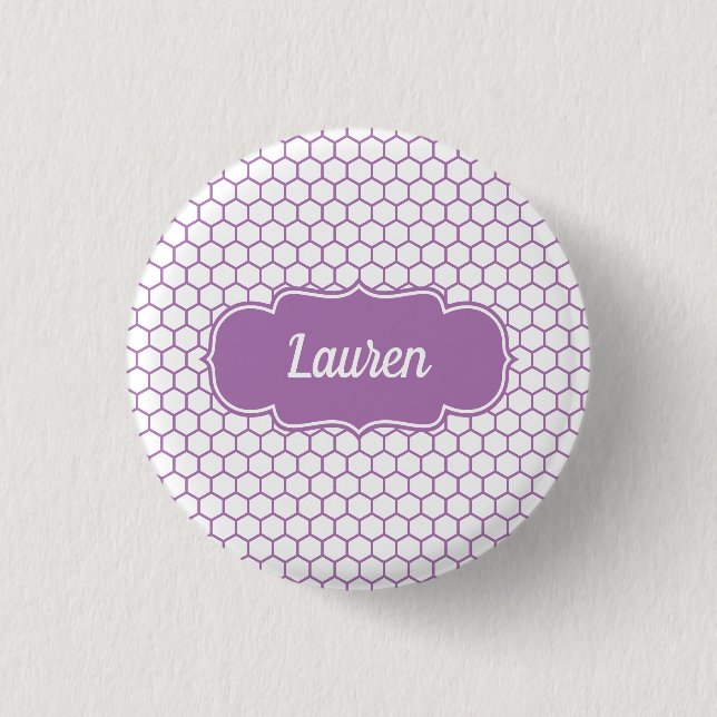 Light Purple Honeycomb Custom Name Button (Front)
