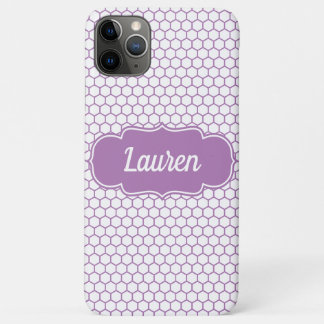 Light Purple Honeycomb Custom Name iPhone 11 Pro Max Case