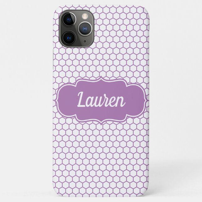 Light Purple Honeycomb Custom Name Case-Mate iPhone Case (Back)