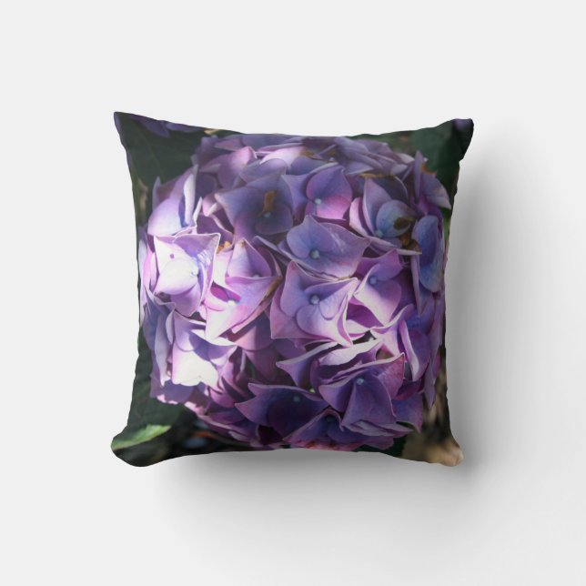 Light Purple Hydrangea Flower Throw Pillow (Front)