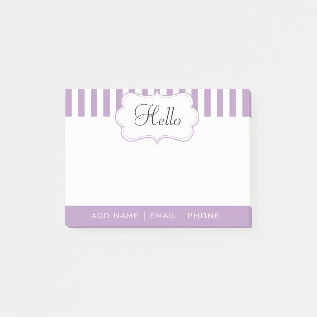 Light Purple Lavender Stripes - DIY Text Post-it Notes (Front)