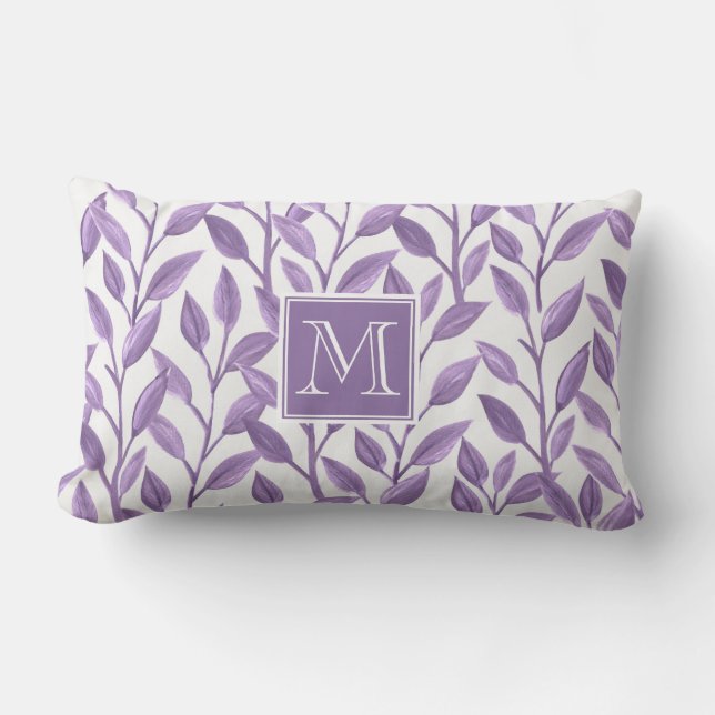 Light Purple Leaves Lumbar Pillow (Front)