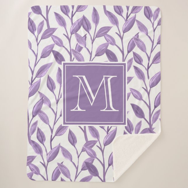 Light Purple Leaves Sherpa Blanket (Front)