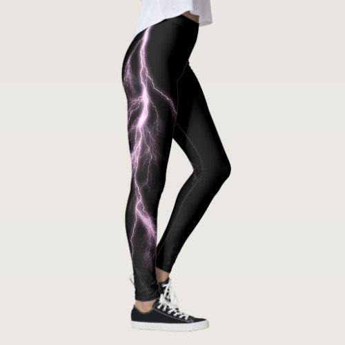 Light Purple Lightning Strikes Spandex Leggings