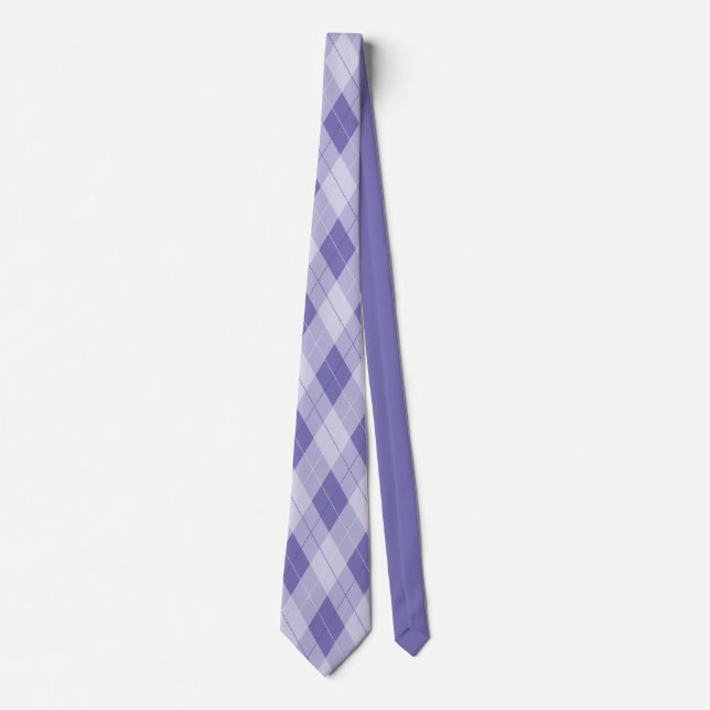 Light Purple Lilac Argyle Plaid Diamond Gentlemens Neck Tie (Front)