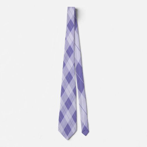Light Purple Lilac Argyle Plaid Diamond Pattern Neck Tie