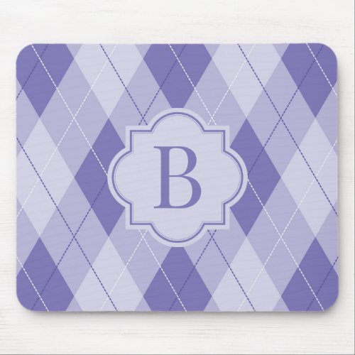 Light Purple Lilac Preppy Argyle Plaid Monogram  Mouse Pad