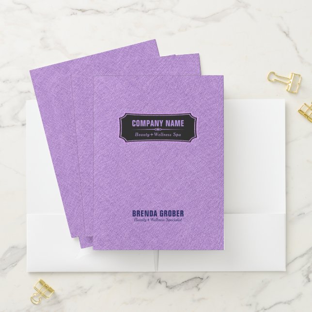 Light Purple Linen & Black Frame Pocket Folder (In Situ)