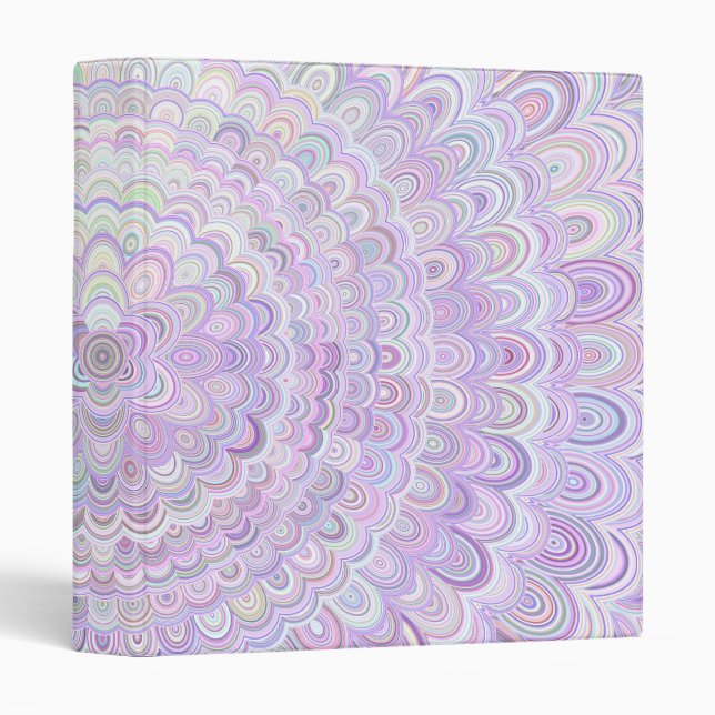 Light Purple Metal Flower Mandala 3 Ring Binder (Front/Spine)