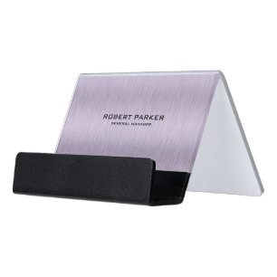 Light-Purple Metallic Texture Background Desk Business Card Holder