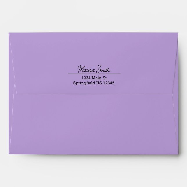 Light purple minimalist custom return address  envelope (Back (Top Flap))